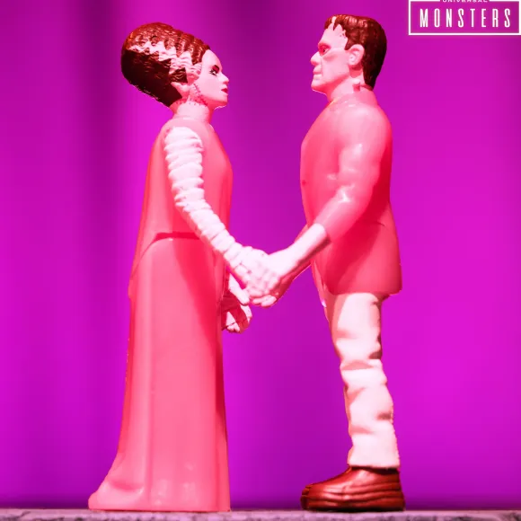 Universal Monsters Reaction Figures - Frankenstein And Bride Of Frankenstein 2-Pack (Valentine'S Day Heart Box)
